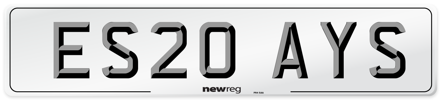 ES20 AYS Number Plate from New Reg